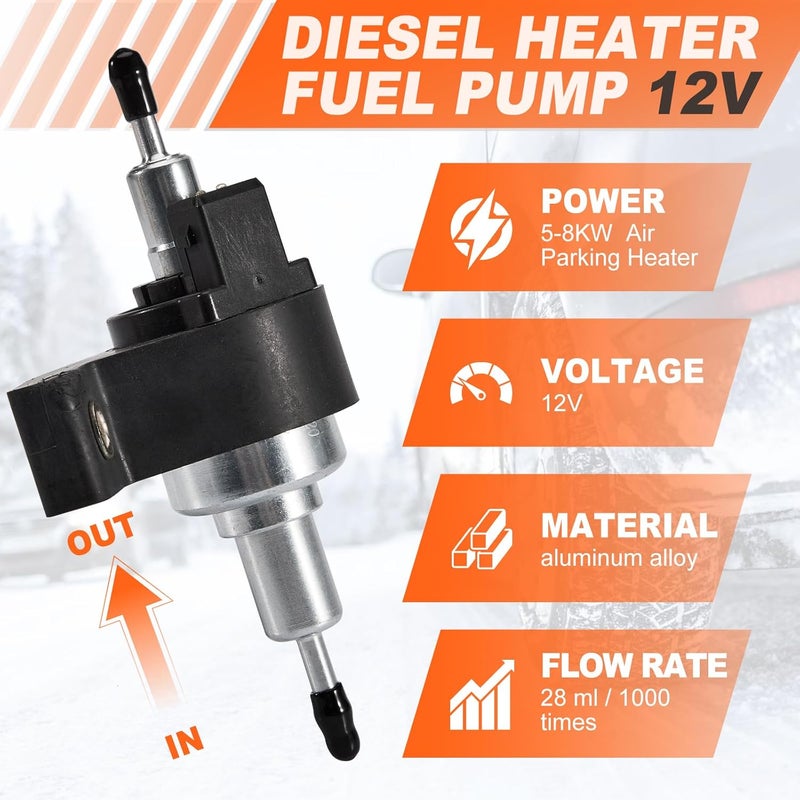 CarBole 12V Air Diesel Parking Heater Fuel Pump, for Webasto Eberspacher Auto Heater 2KW 5KW 8KW, Quiet Electric Pulse Metering Pump with Holder - Image 2
